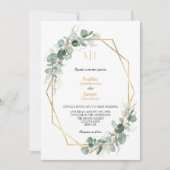 Invitation Verdure Or Simple Monogramme Tout en un Mariage (Devant)