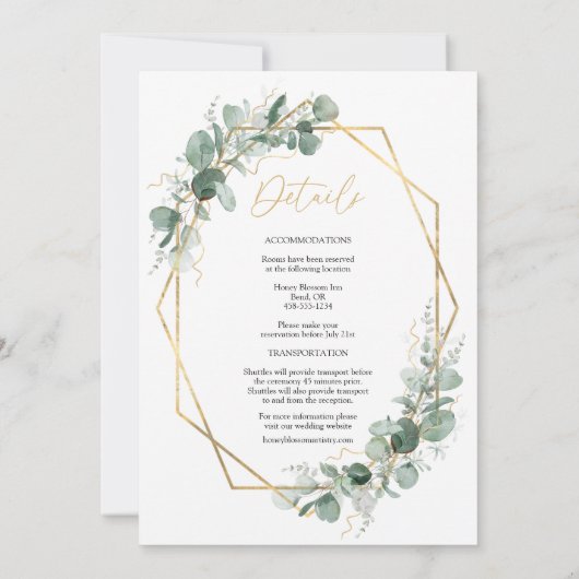 Invitation Verdure Or Simple Monogramme Tout en un Mariage (Dos)