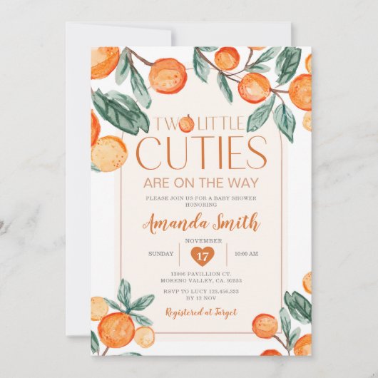 Invitation Verdure Orange Deux petits plats sont en route (Devant)