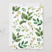 Invitation Verdure orientée d'invitation de baby shower de (Dos)