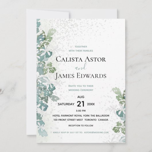 Invitation Verdure pétillante Jardin blanc Mariage (Devant)