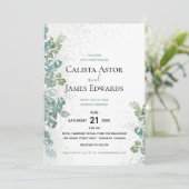 Invitation Verdure pétillante Jardin blanc Mariage (Debout devant)