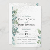 Invitation Verdure pétillante Jardin blanc Mariage (Devant / Derrière)