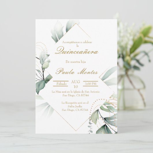 Invitation Verdure Quinceañera (Debout devant)