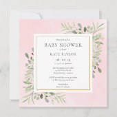 Invitation Verdure rose or bébé fille douche | Saupoudrer (Devant)