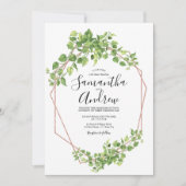 Invitation Verdure Rose Or Elégant Aquarelle Boho Leaf (Devant)