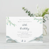 Invitation Verdure rustique Aquarelle Montagne 60e anniversai (Debout devant)