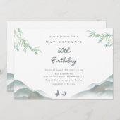 Invitation Verdure rustique Aquarelle Montagne 60e anniversai (Devant / Derrière)