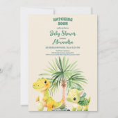 Invitation Verdure rustique Baby shower Dinosaur mignon (Devant)