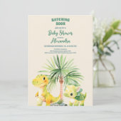 Invitation Verdure rustique Baby shower Dinosaur mignon (Debout devant)