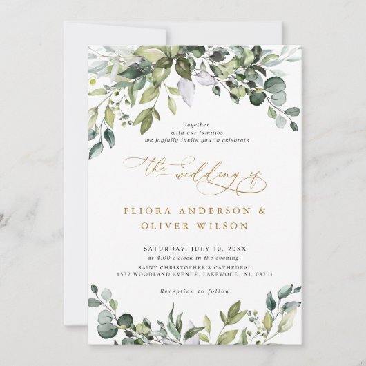 Invitation Verdure Rustique Botanique Sage vert Mariage photo (Devant)