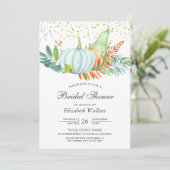 Invitation Verdure rustique Citrouille blanc Fête des mariées (Debout devant)