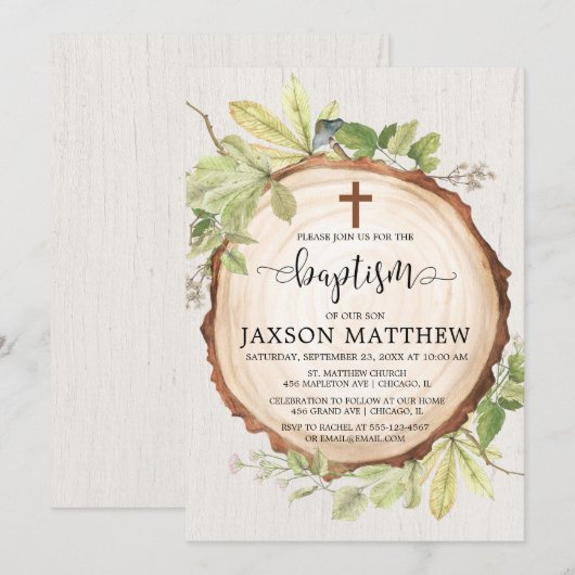 Invitation Verdure rustique de feuillage d'automne de région (Devant / Derrière)