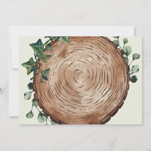 Invitation Verdure rustique et coupe bois Couples Douche (Dos)