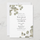 Invitation Verdure rustique Eucalyptus Élégant Mariage modern (Devant)