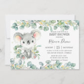 Invitation Verdure rustique Eucalyptus Koala Baby shower garç (Devant)
