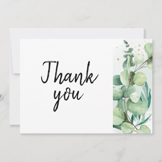 Invitation Verdure rustique eucalyptus mariage merci (Devant)