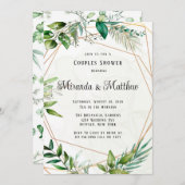 Invitation Verdure rustique Feuille Couples géométriques Douc (Devant / Derrière)