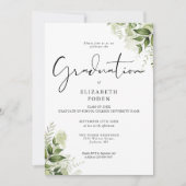 Invitation Verdure rustique Floral Élégant Photo Graduation (Devant)
