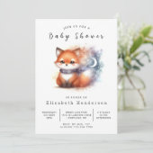 Invitation Verdure rustique Look Fox Baby shower (Debout devant)