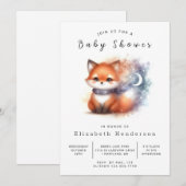 Invitation Verdure rustique Look Fox Baby shower (Devant / Derrière)