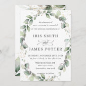 Invitation Verdure rustique Mariage d'or de serrure de feuill (Devant / Derrière)