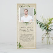 Invitation Verdure rustique | Prière commémorative de photos  (Debout devant)