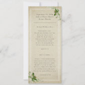 Invitation Verdure rustique | Prière commémorative de photos  (Dos)