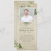 Invitation Verdure rustique | Prière commémorative de photos  (Devant / Derrière)