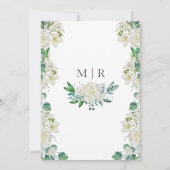 Invitation Verdure rustique & Roses blanches Invit d'or géomé (Dos)