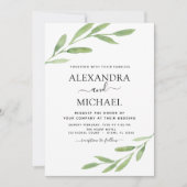Invitation Verdure Rustique Simple Elégant Mariage d'aquarell (Devant)