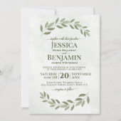 Invitation Verdure rustique Simple Elégant Sage Vert Mariage (Devant)