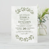 Invitation Verdure rustique Simple Elégant Sage Vert Mariage (Debout devant)