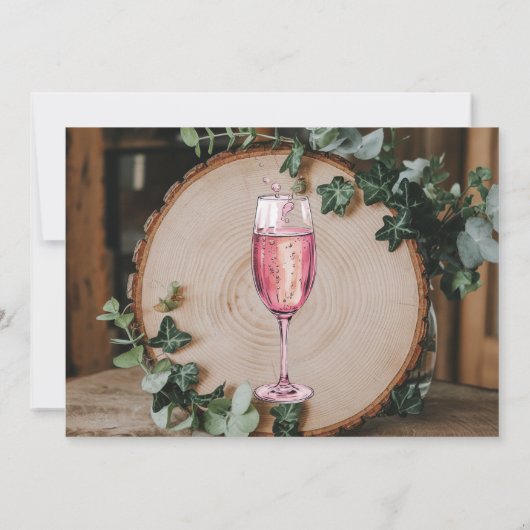 Invitation Verdure rustique & tranche de bois Brunch & Bubbly (Dos)