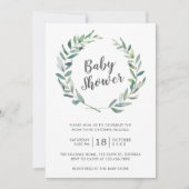 Invitation Verdure rustique Wreath Genre Baby shower neutre (Devant)