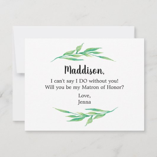 Invitation Verdure Seras-Tu Ma Demoine D'Honneur (Dos)