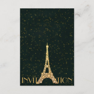 Invitation Verdure Starry Gold Tour Eiffel Paris Crystals