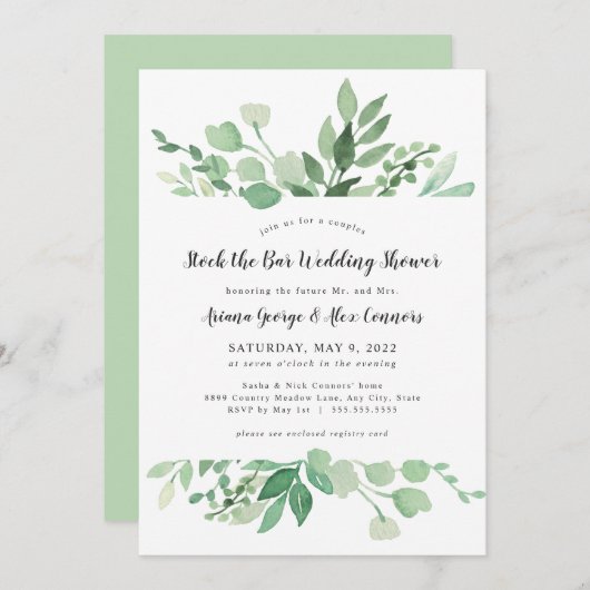 Invitation Verdure stock le bar wedding shower (Devant / Derrière)