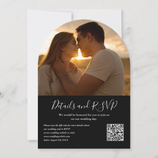 Invitation Verdure String Lights QR Code Photo Arch Mariage (Dos)