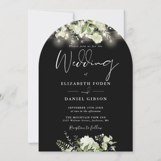 Invitation Verdure String Lights QR Code Photo Arch Mariage (Devant)