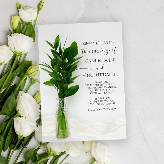 Invitation Verdure sur Mariage blanc