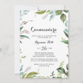 Invitation Verdure Tropical Moderne Calligraphie Quinceañera (Devant)