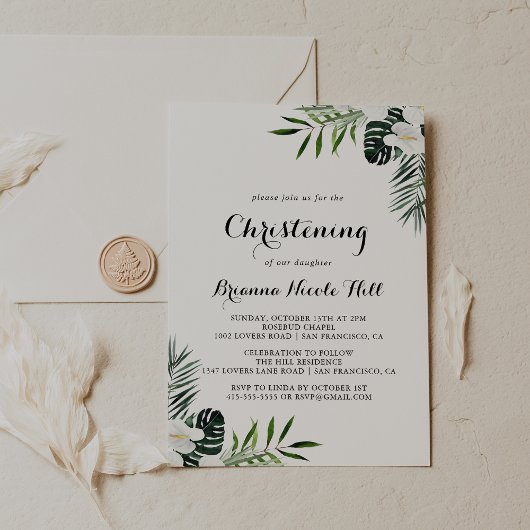 Invitation Verdure tropicale Bleu floral