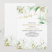 Invitation Verdure vert et or Révélation de genre élégante (Devant / Derrière)