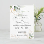 Invitation Verdure Vert & Or Nature Vert Mariage Floral (Debout devant)