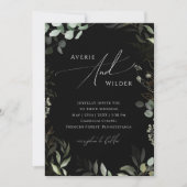 Invitation Verdure Whimsical Or noir Tout en un Mariage (Devant)