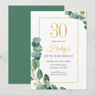 Invitation Verdure Wreath Chic Gold & Sage 30e anniversaire