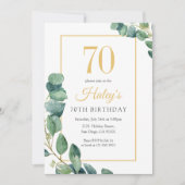 Invitation Verdure Wreath Chic Gold & Sage 70E Anniversaire (Devant)