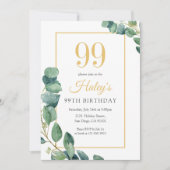 Invitation Verdure Wreath Chic Gold & Sage 99E Anniversaire (Devant)