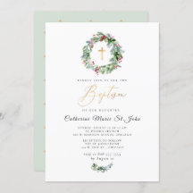 Verdure Wreath hiver Faux Or Baptême